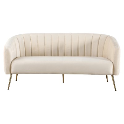 Canapea de design cu 3 locuri, ţesătură Velvet bej/gold crom-auriu, BAGY