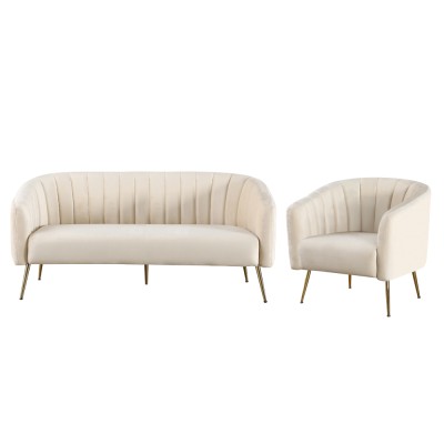 Canapea de design cu 3 locuri, ţesătură Velvet bej/gold crom-auriu, BAGY