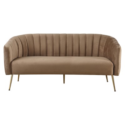 Canapea de design cu 3 locuri, ţesătură Velvet maro/gold crom-auriu, BAGY