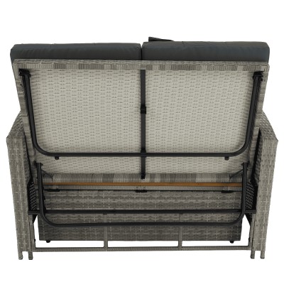 Canapea de grădină din ratan, gri/natural, MALORY