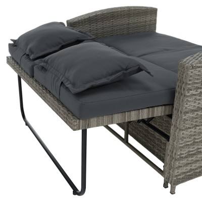 Canapea de grădină din ratan, gri/natural, MALORY