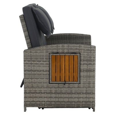 Canapea de grădină din ratan, gri/natural, MALORY