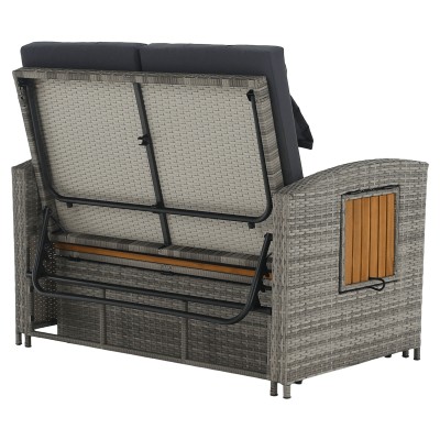 Canapea de grădină din ratan, gri/natural, MALORY