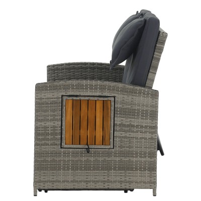 Canapea de grădină din ratan, gri/natural, MALORY