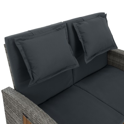 Canapea de grădină din ratan, gri/natural, MALORY