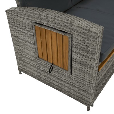 Canapea de grădină din ratan, gri/natural, MALORY