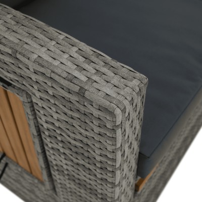 Canapea de grădină din ratan, gri/natural, MALORY
