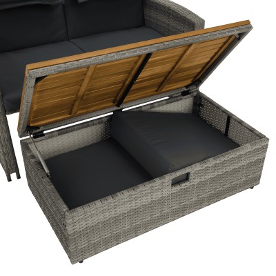 Canapea de grădină din ratan, gri/natural, MALORY