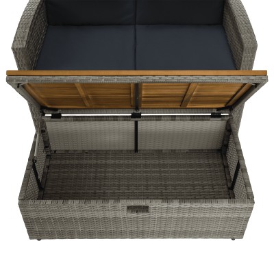 Canapea de grădină din ratan, gri/natural, MALORY