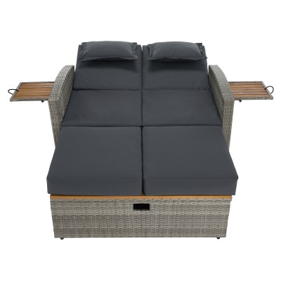 Canapea de grădină din ratan, gri/natural, MALORY