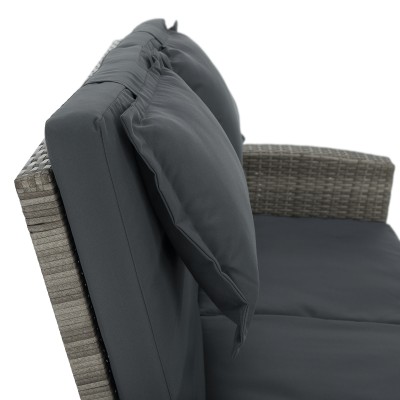 Canapea de grădină din ratan, gri/natural, MALORY