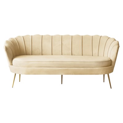 Canapea de lux, cu 3 locuri, ţesătură Velvet bej/auriu, Art-deco, NOBLEO TYP 2