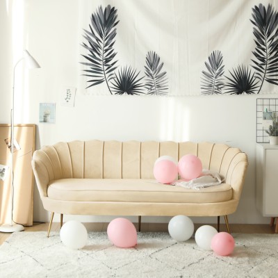 Canapea de lux, cu 3 locuri, ţesătură Velvet bej/auriu, Art-deco, NOBLEO TYP 2