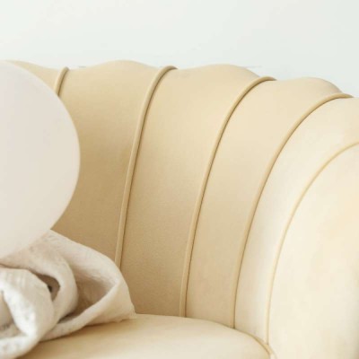 Canapea de lux, cu 3 locuri, ţesătură Velvet bej/auriu, Art-deco, NOBLEO TYP 2