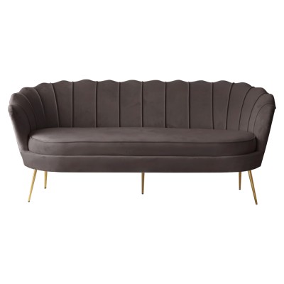 Canapea de lux, cu 3 locuri, ţesătură Velvet gri-maro/auriu, Art-deco, NOBLEO TYP 2