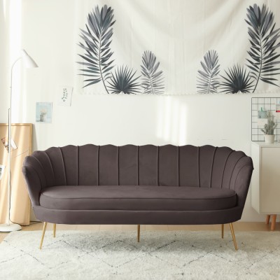 Canapea de lux, cu 3 locuri, ţesătură Velvet gri-maro/auriu, Art-deco, NOBLEO TYP 2