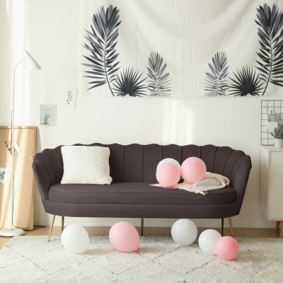 Canapea de lux, cu 3 locuri, ţesătură Velvet gri-maro/auriu, Art-deco, NOBLEO TYP 2