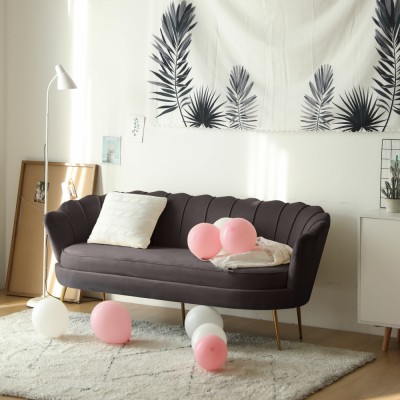 Canapea de lux, cu 3 locuri, ţesătură Velvet gri-maro/auriu, Art-deco, NOBLEO TYP 2