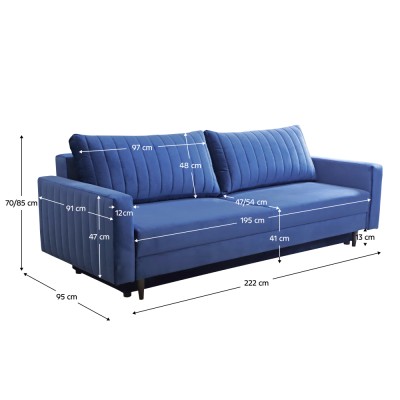 Canapea extensibilă, albastră, PALEM