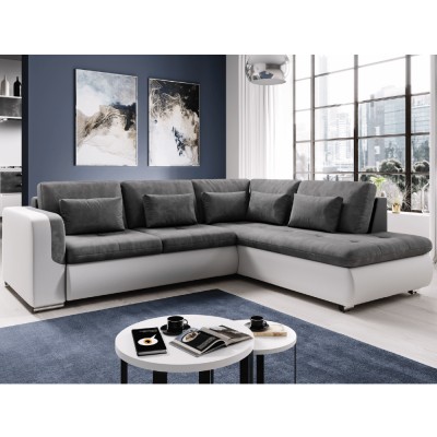 Canapea extensibilă, alb/gri, dreapta, FURUD L ROH