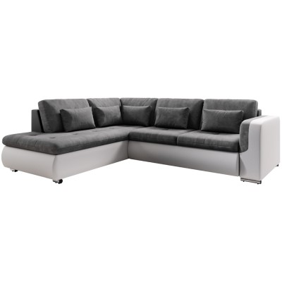 Canapea extensibilă, alb/gri, stânga, FURUD L ROH