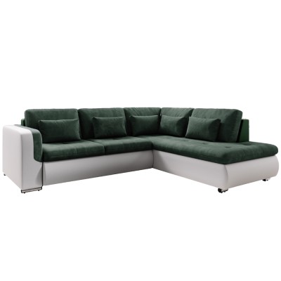 Canapea extensibilă, alb/verde, dreapta, FURUD L ROH