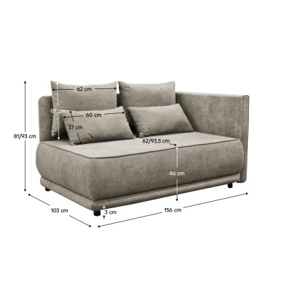Canapea extensibilă, bej gri Taupe, pe dreapta, LIAMI
