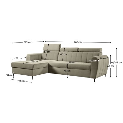 Canapea extensibilă, bej, stânga, KORIO