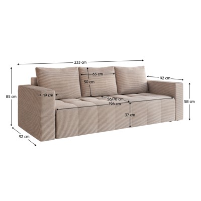 Canapea extensibilă, bej Taupe, LEONY