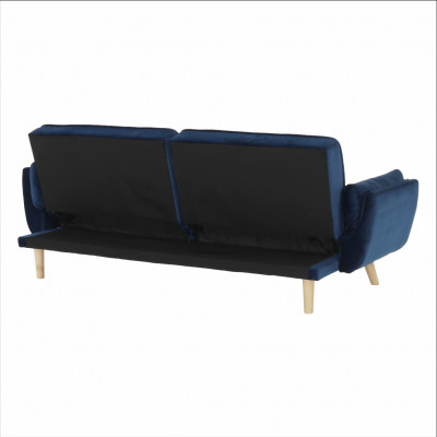 Canapea extensibilă, catifea albastru regal/ stejar, FILEMA