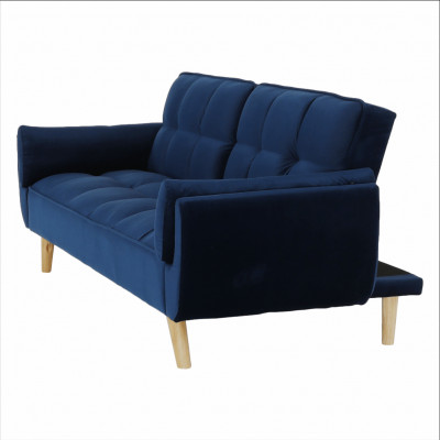 Canapea extensibilă, catifea albastru regal/ stejar, FILEMA