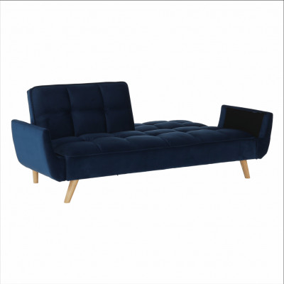 Canapea extensibilă, catifea albastru regal/ stejar, FILEMA
