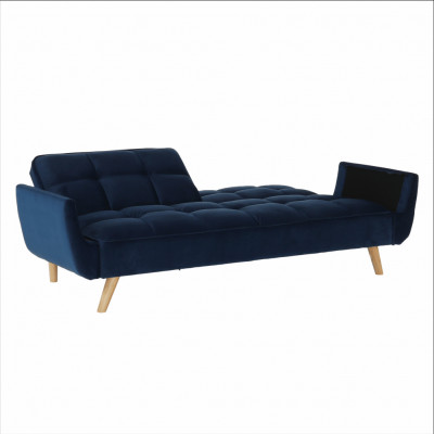 Canapea extensibilă, catifea albastru regal/ stejar, FILEMA