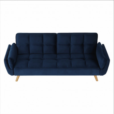 Canapea extensibilă, catifea albastru regal/ stejar, FILEMA