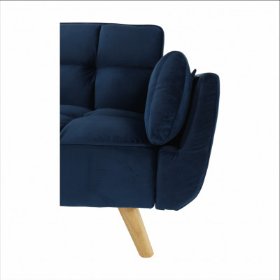 Canapea extensibilă, catifea albastru regal/ stejar, FILEMA