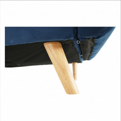 Canapea extensibilă, catifea albastru regal/ stejar, FILEMA