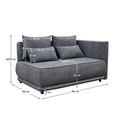 Canapea extensibilă, culoare gri, LIAMI