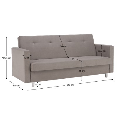 Canapea extensibilă, gri-bej Taupe, LILANA