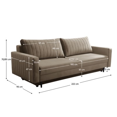 Canapea extensibilă, gri-bej Taupe, PALEM