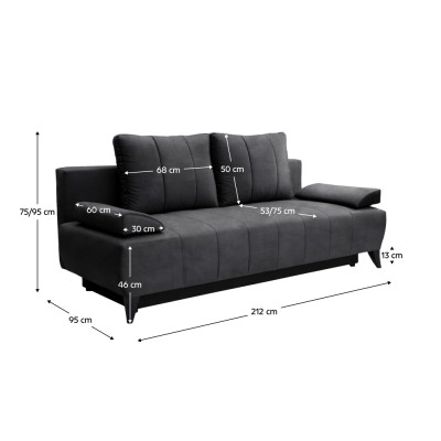 Canapea extensibilă, gri, BERO