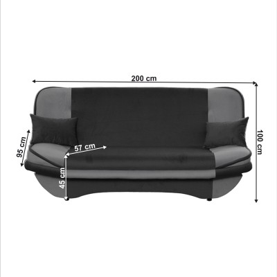 Canapea extensibilă, gri deschis/gri închis, GURU