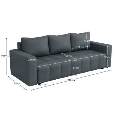 Canapea extensibilă, gri, MARIK