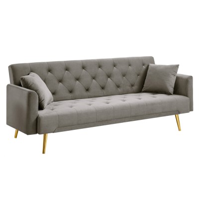 Canapea extensibilă, gri-maroniu Taupe/gold crom-auriu, ALISIA