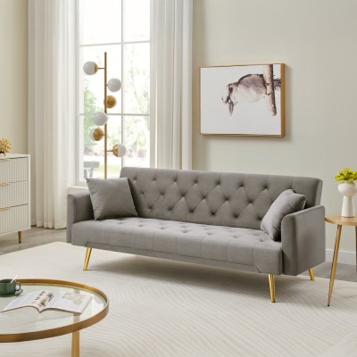 Canapea extensibilă, gri-maroniu Taupe/gold crom-auriu, ALISIA