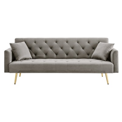 Canapea extensibilă, gri-maroniu Taupe/gold crom-auriu, ALISIA