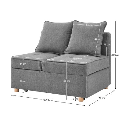 Canapea extensibilă, gri, OSVALDO