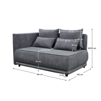 Canapea extensibilă, gri, pe stânga, LIAMI