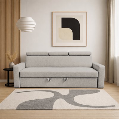 Canapea extensibilă, material textil bej gri Taupe, KINGA