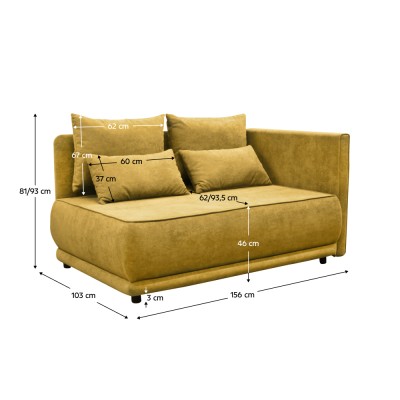 Canapea extensibilă, muştar, pe dreapta LIAMI