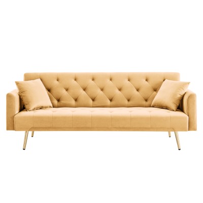 Canapea extensibilă, muştar/gold crom-auriu, ALISIA